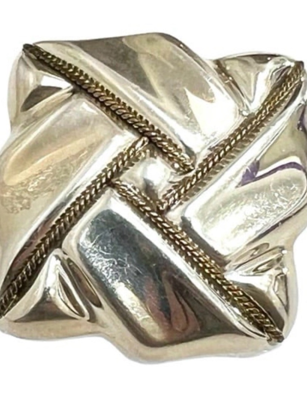 VINTAGE STERLING SILVER MEXICO- LATON OF TAXCO FOLDED SQUARE BROOCH/PENDANT